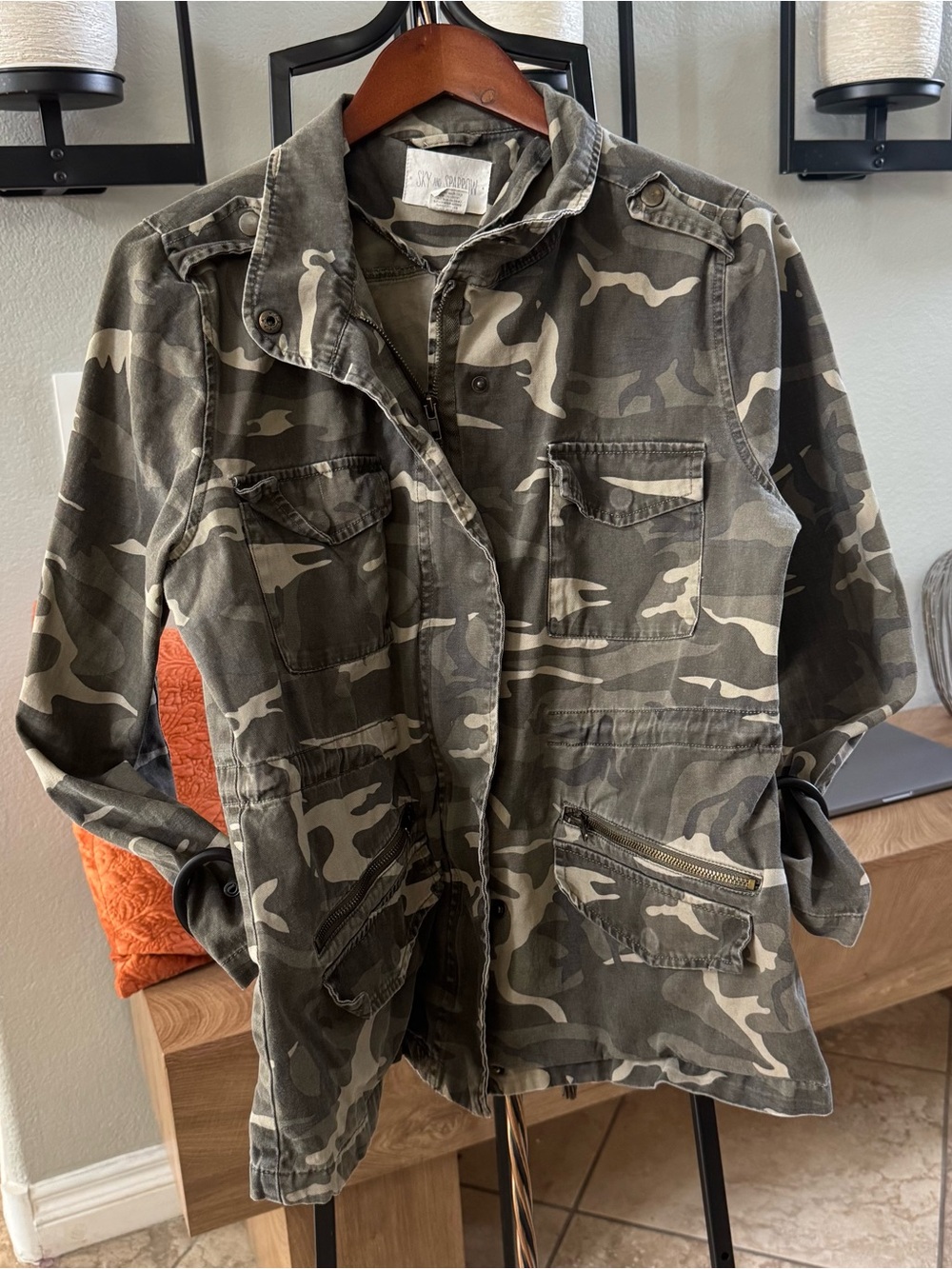 Sky and Sparrow Green Camouflage Utility Jacket